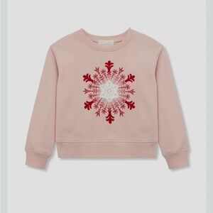 Peek Blush Crewneck Sweater with Red & White Snowflake Motif